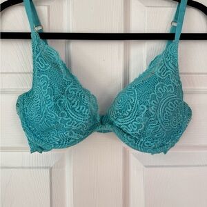 Victoria's Secret Very Sexy Push Up, Lace Underwire Bra in Turquoise, 34D